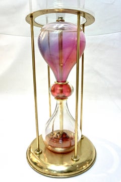 Seguso Vetri d'Arte:: 1960er Jahre Italienischer runder Beistelltisch aus Messing und rosa Glas