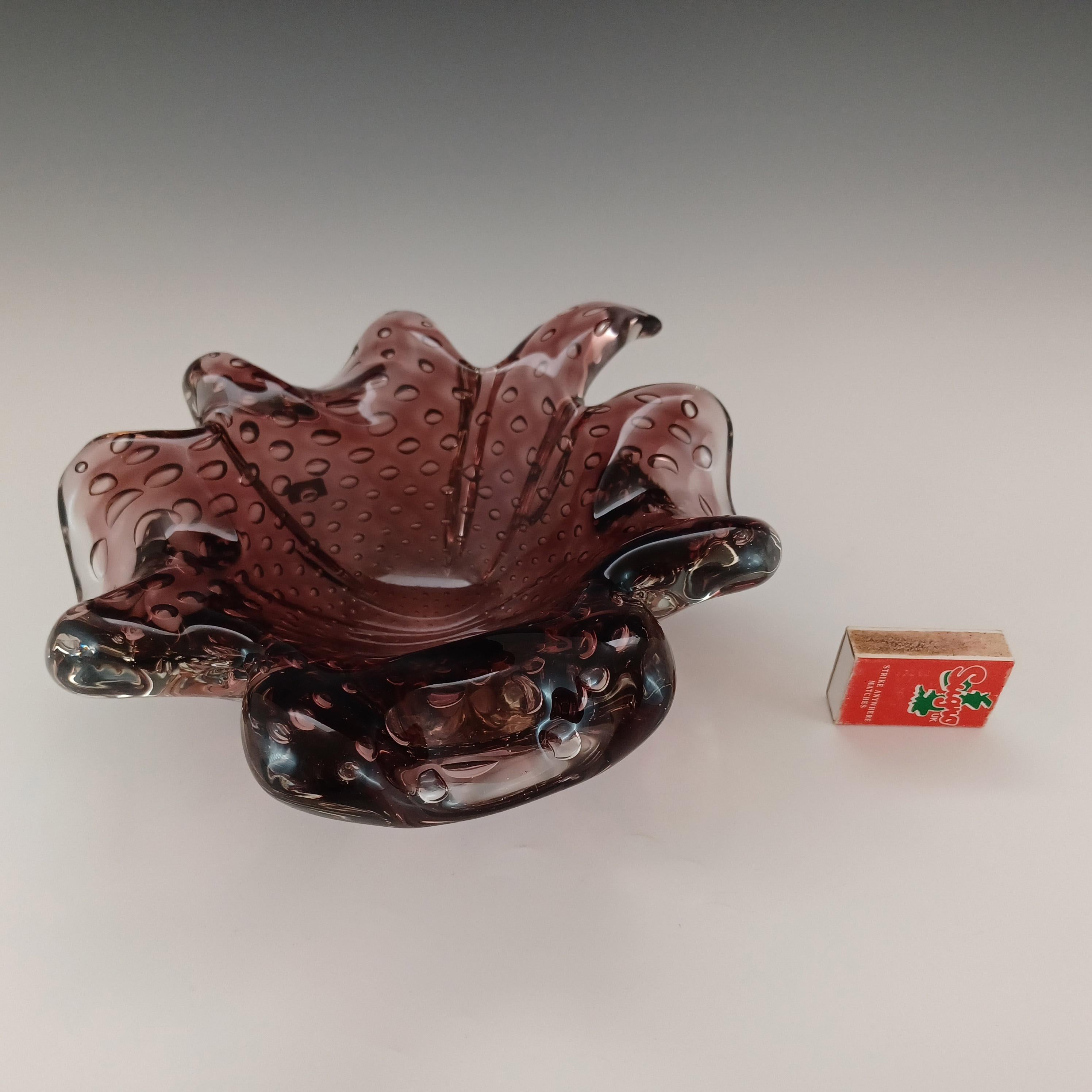 Seguso Vetri d'Arte #7610 Purple Bullicante Glass Clover Bowl 3