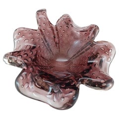 Seguso Vetri d'Arte #7610 Purple Bullicante Glass Clover Bowl