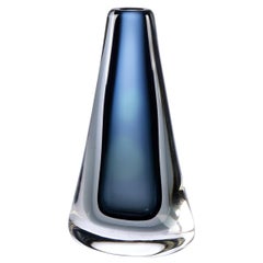 Seguso Vetri d'Arte Angelo Lapis Grey Sommerso Vase Murano Glass