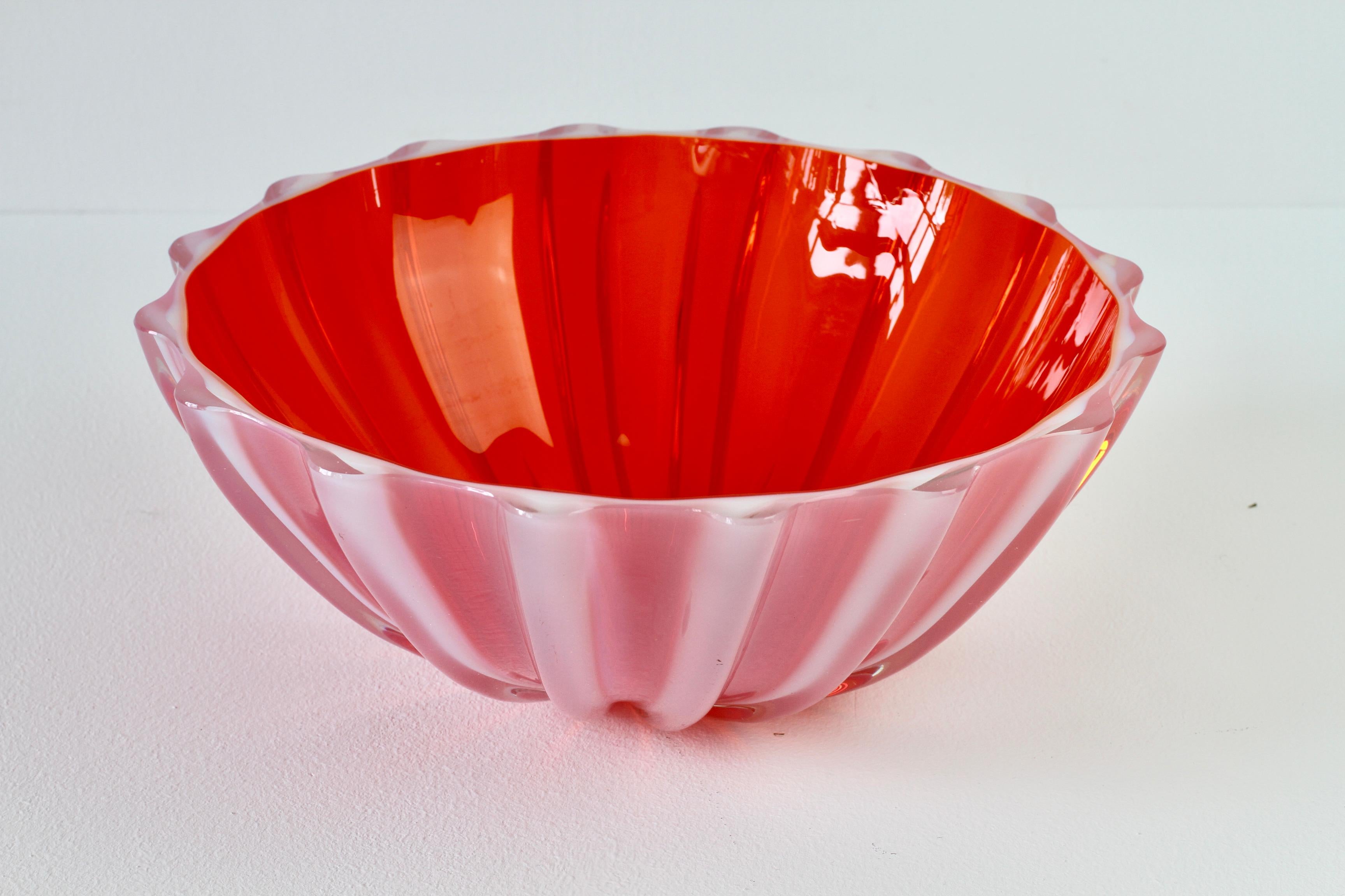 pink glass fruit bowl