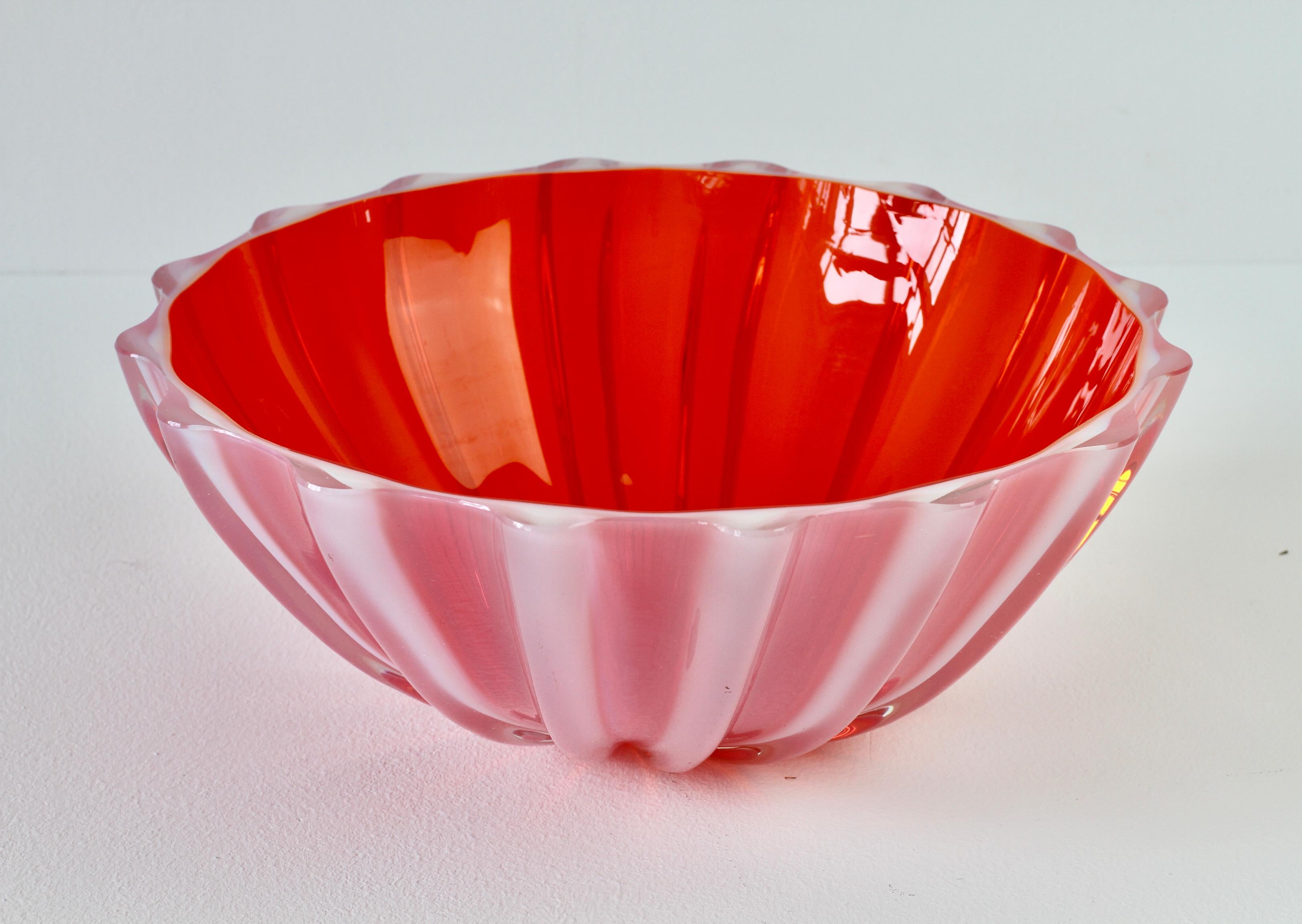 vintage red glass fruit bowl