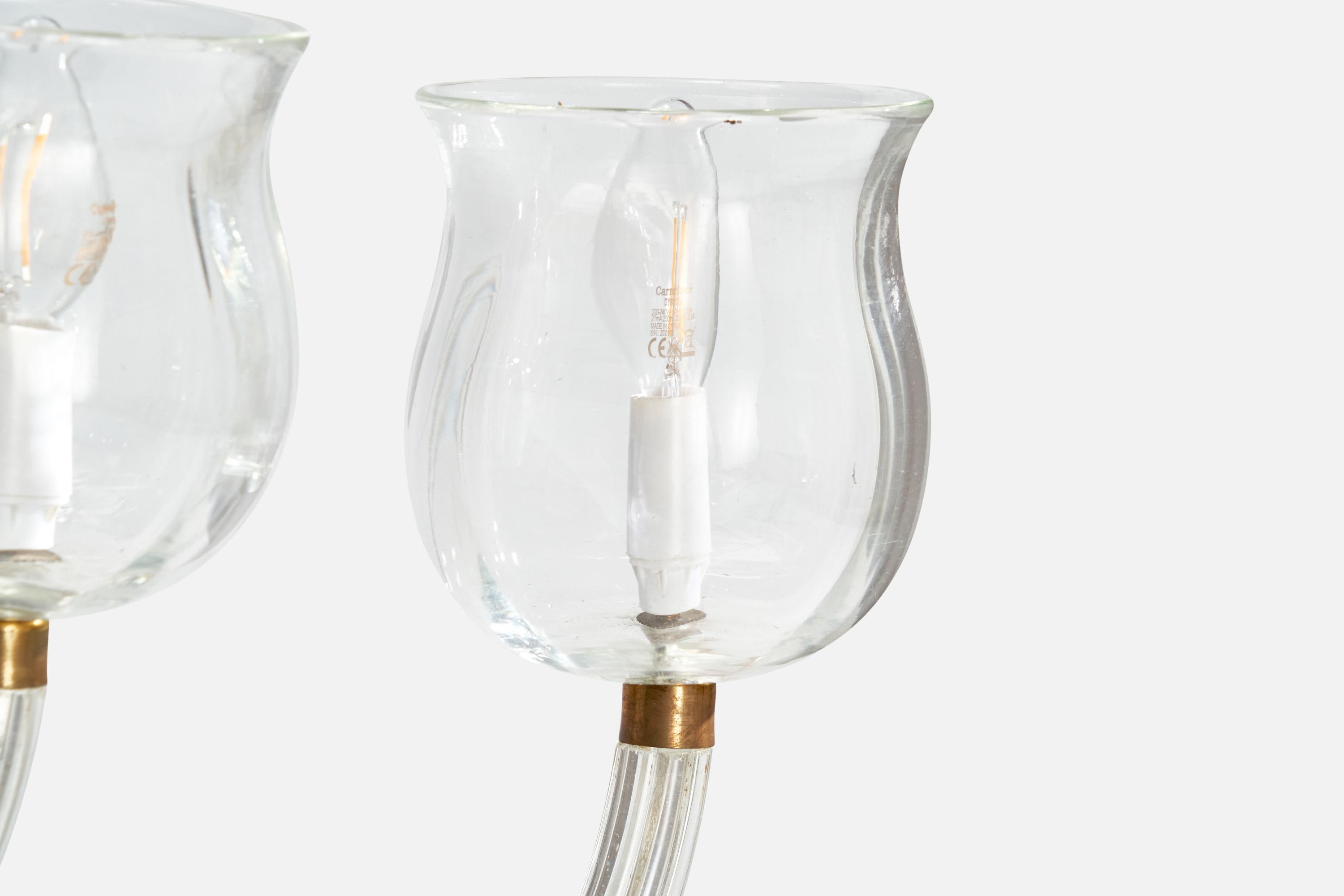 Seguso Vetri d'Arte Attribuzione, lampadario, vetro di Murano, ottone, Italia, anni '30 in vendita 3