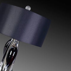 Seguso Vetri d'Arte Barena Table Lamp Clear/Black Murano Glass