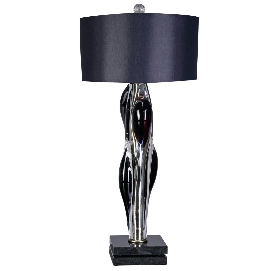 Seguso Vetri d'Arte Barena Table Lamp Clear/Black Murano Glass