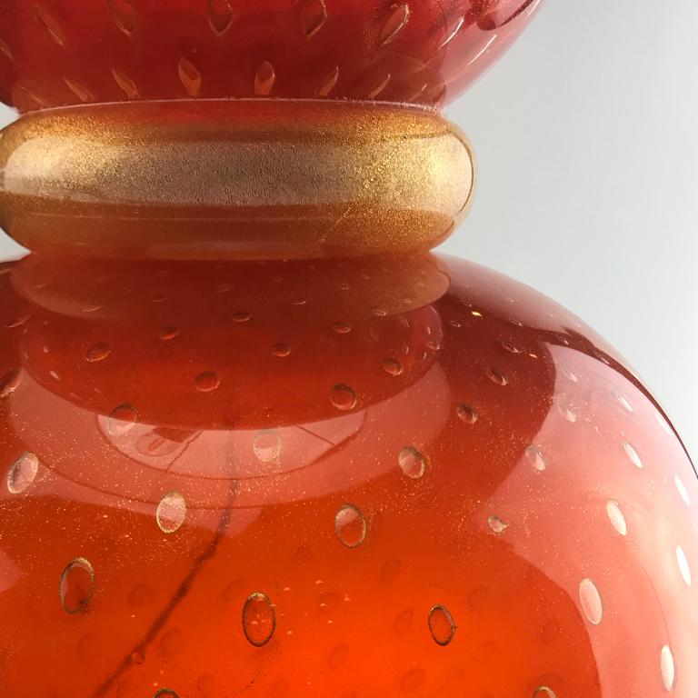 Seguso Vetri d'Arte Bollinato Table Lamp Red, Set of 2, Murano Glass In New Condition For Sale In Murano-Venice, IT