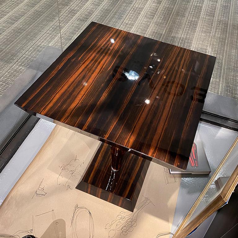 Italian Seguso Vetri d'Arte Brown Taupe and Ebony Side Table Murano Glass For Sale