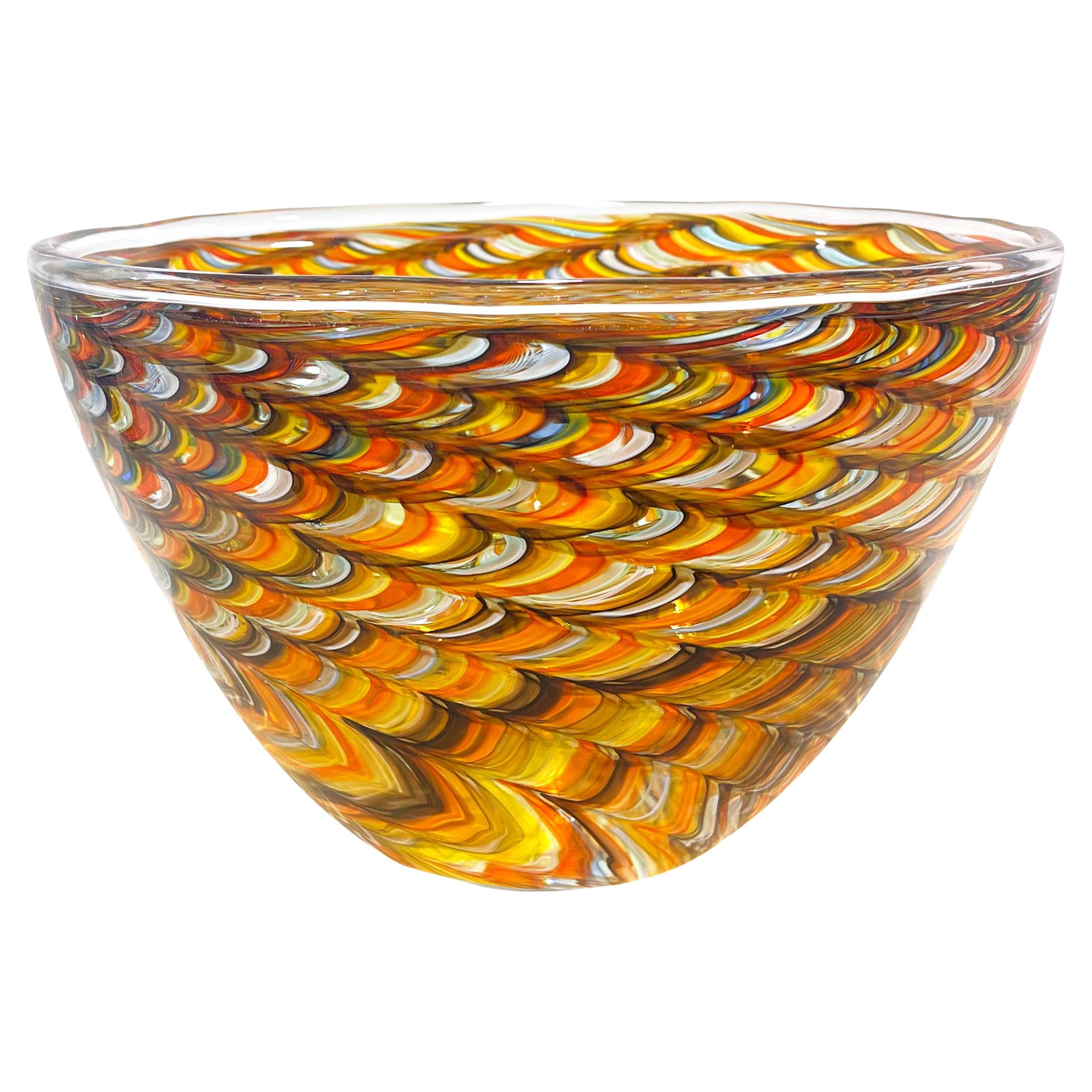 Seguso Vetri d'Arte Carnevale Bowl Multicolor Murano Glass