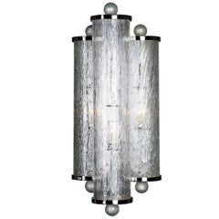 Seguso Vetri d'Arte Cilindri Sconce Clear with Silver Murano Glass