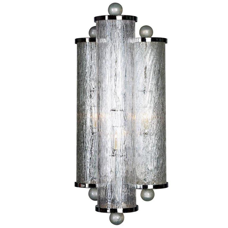 Italian Seguso Vetri d'Arte Cilindri Sconce Clear with Silver Murano Glass For Sale