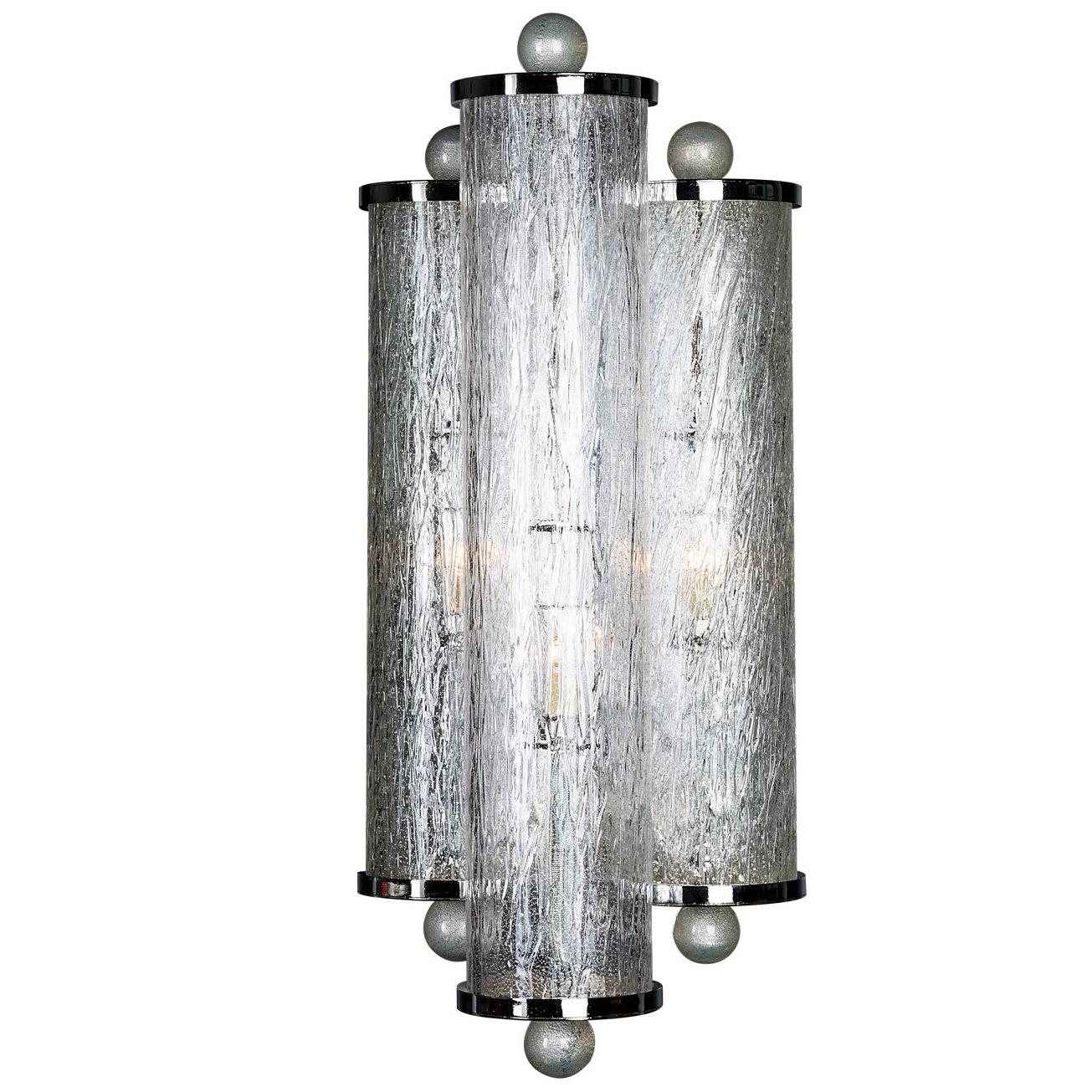 Applique cylindrique Seguso Vetri d'Arte transparente avec verre de Murano argenté