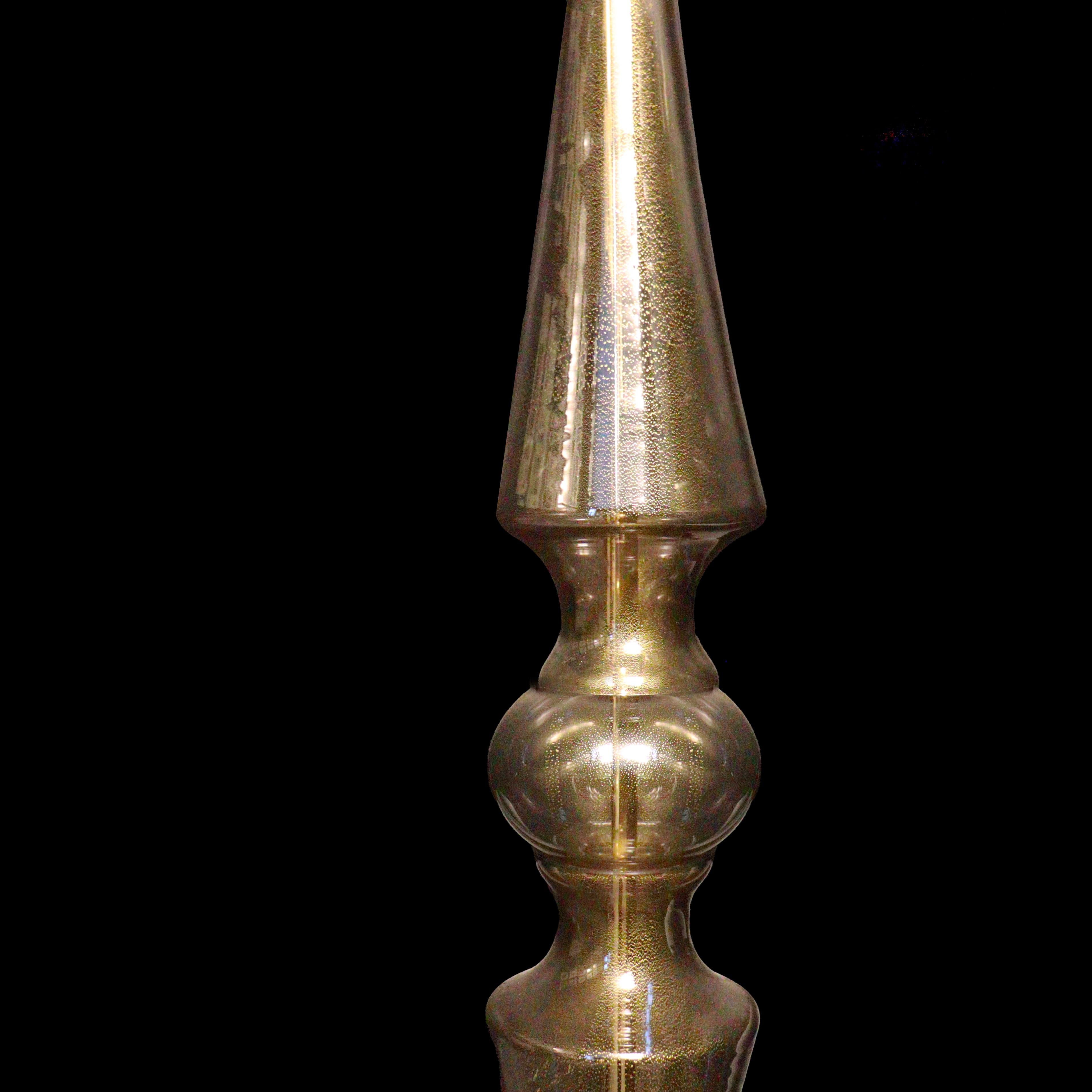 Seguso Vetri d'Arte Coloniale Lámpara de pie de cristal de Murano dorado transparente Italiano en venta