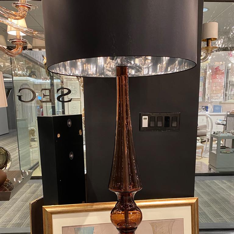 Italian Seguso Vetri d'Arte Coloniale Floor Lamp Taupe Murano Glass For Sale