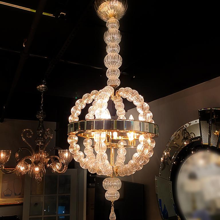 Seguso Vetri d'Arte Corona Lantern Clear Murano Glass In Excellent Condition For Sale In Murano-Venice, IT