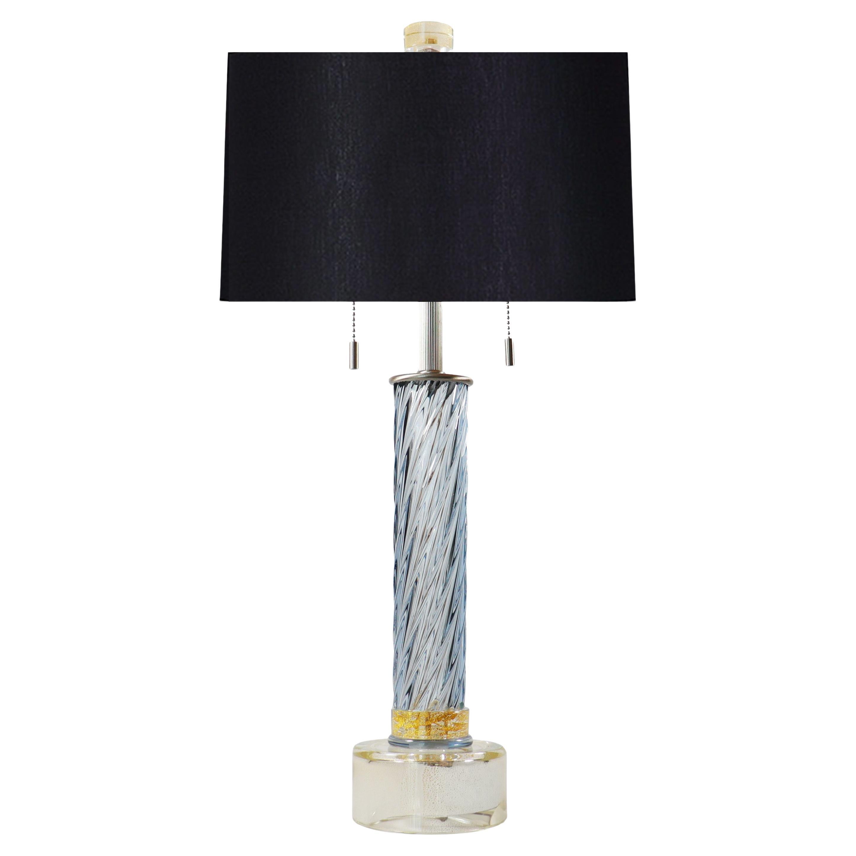 Lampada da tavolo cilindrica Seguso Vetri d'Arte Grigio Murano