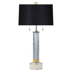 Seguso Vetri d'Arte Cylindrical Table Lamp Grey Murano Glass