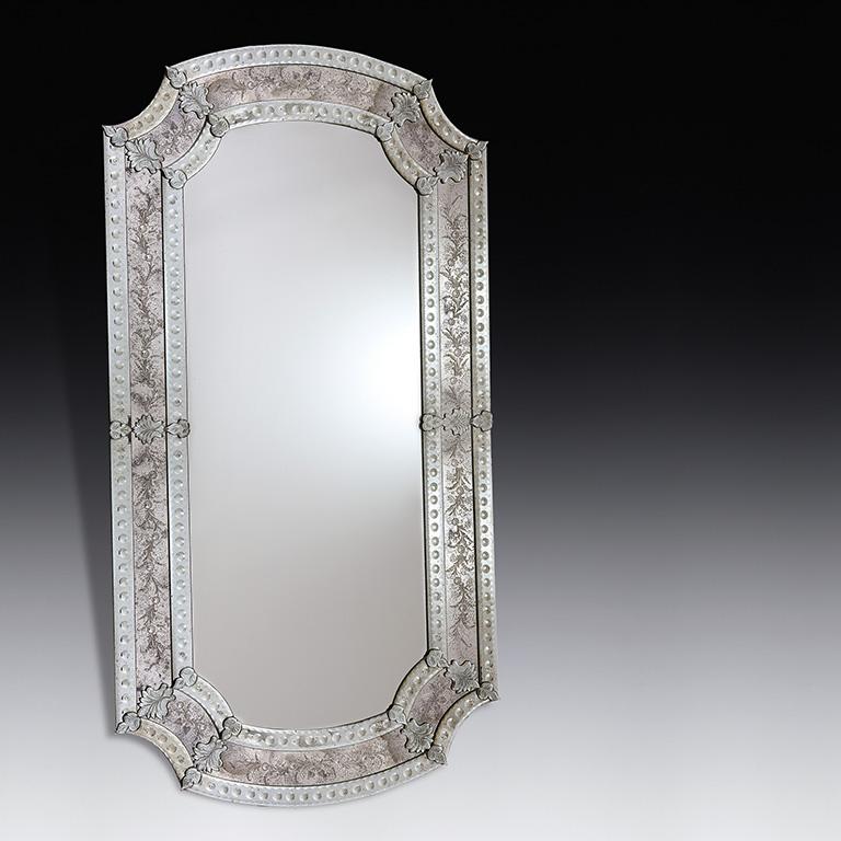 Italian Seguso Vetri d'Arte De Le Erbe Murano Glass Antique Finished Mirror For Sale