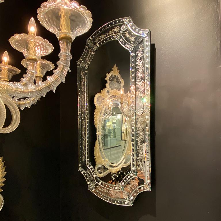 Seguso Vetri d'Arte De Le Erbe Murano Glass Antique Finished Mirror In Excellent Condition For Sale In Murano-Venice, IT