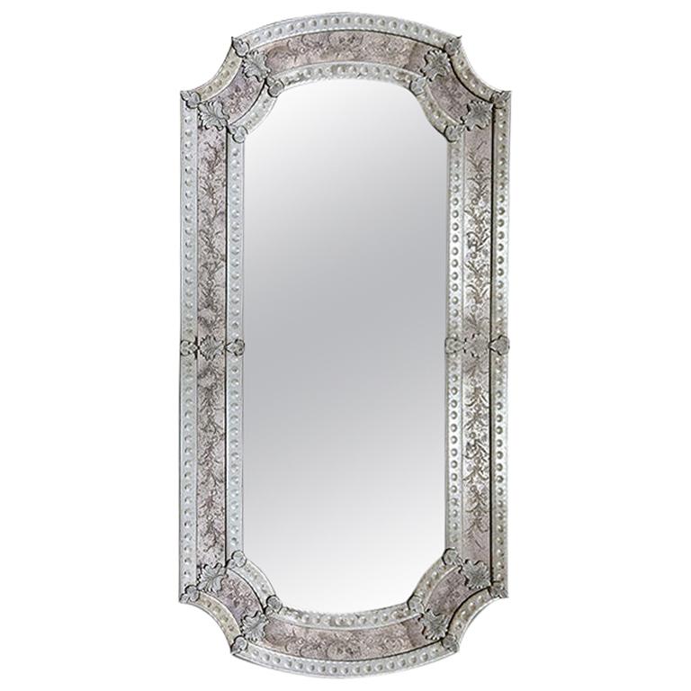 Seguso Vetri d'Arte De Le Erbe Murano Glas Antique Finished Mirror