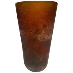 Seguso Vetri d'Arte Flavio Poli Murano Glass "Coroso" Amber Vase, circa 1950