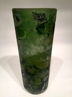 Seguso Vetri d'Arte Flavio Poli Murano Glass "Coroso" Green Vase, circa 1950