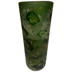 Seguso Vetri d'Arte Flavio Poli Murano Glass "Coroso" Green Vase, circa 1950