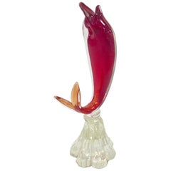 Seguso Vetri d'Arte Flavio Poli Murano Glass Red Fish, circa 1950