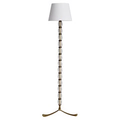 Seguso Vetri d'Arte, Floor Lamp, Brass, Glass, Fabric, Italy, 1940s