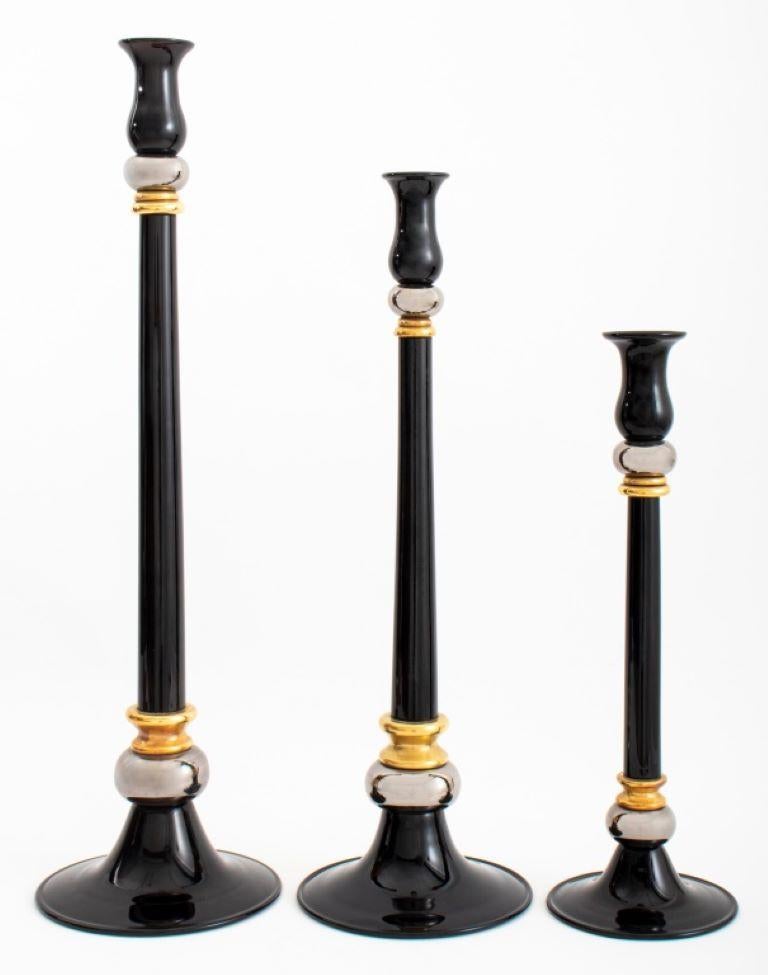 Seguso Vetri D'Arte Glass Candlesticks, 3 In Good Condition For Sale In New York, NY