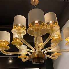 Seguso Vetri d'Arte Gold Modern Chandelier, Burnished Murano Glass