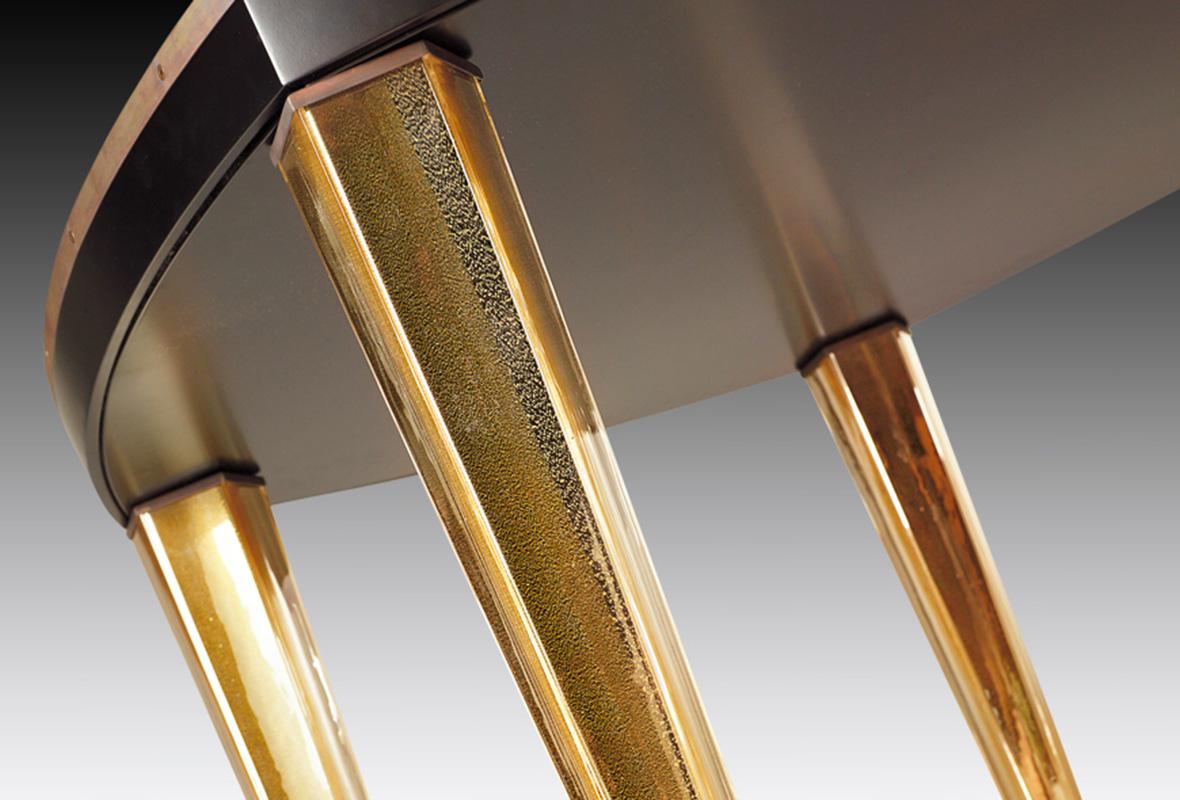 Mesa Penta Seguso Vetri d'Arte de cristal de Murano dorado y ébano Hecho a mano en venta