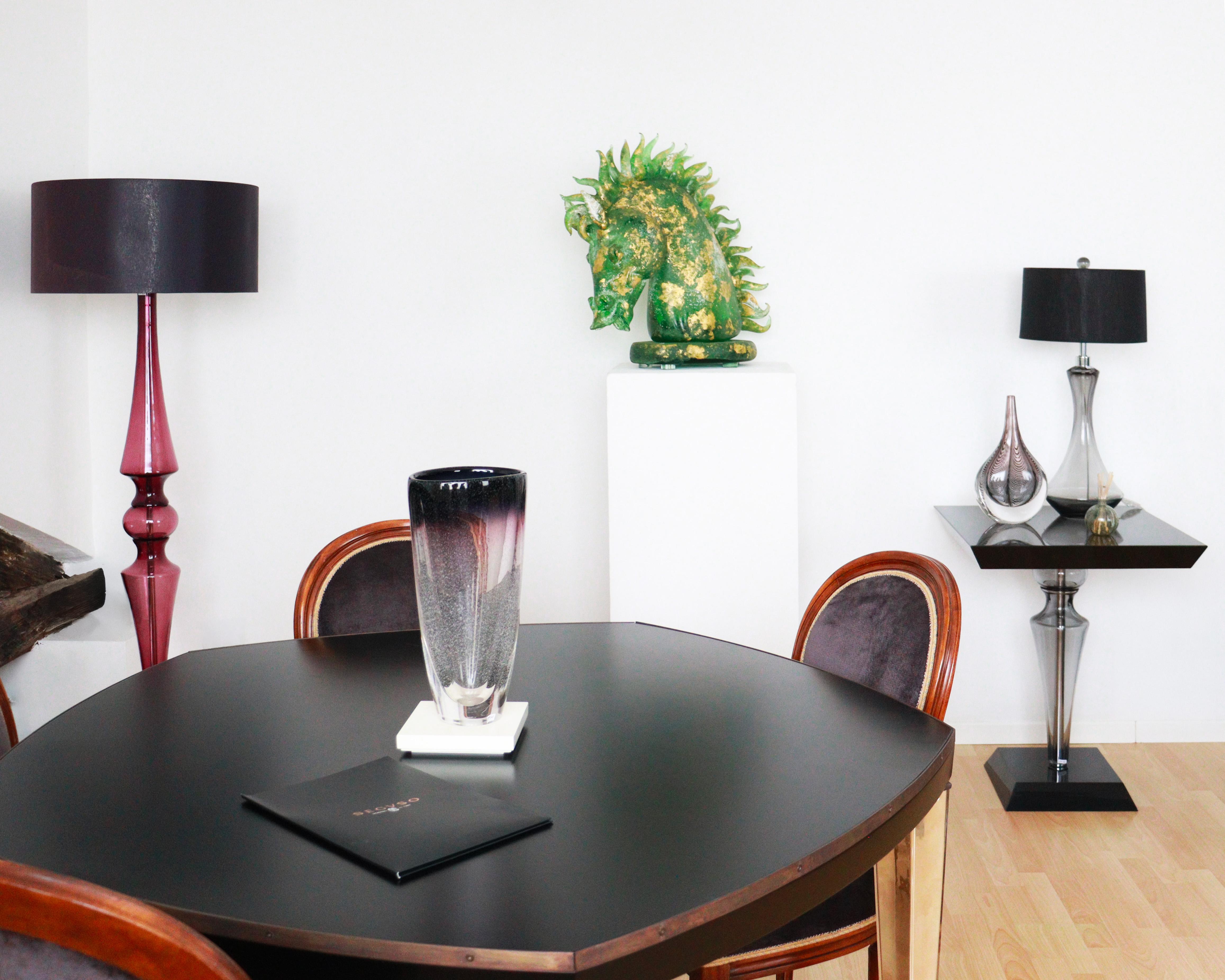 Mesa Penta Seguso Vetri d'Arte de cristal de Murano dorado y ébano en Excelente estado para la venta en Murano-Venice, IT