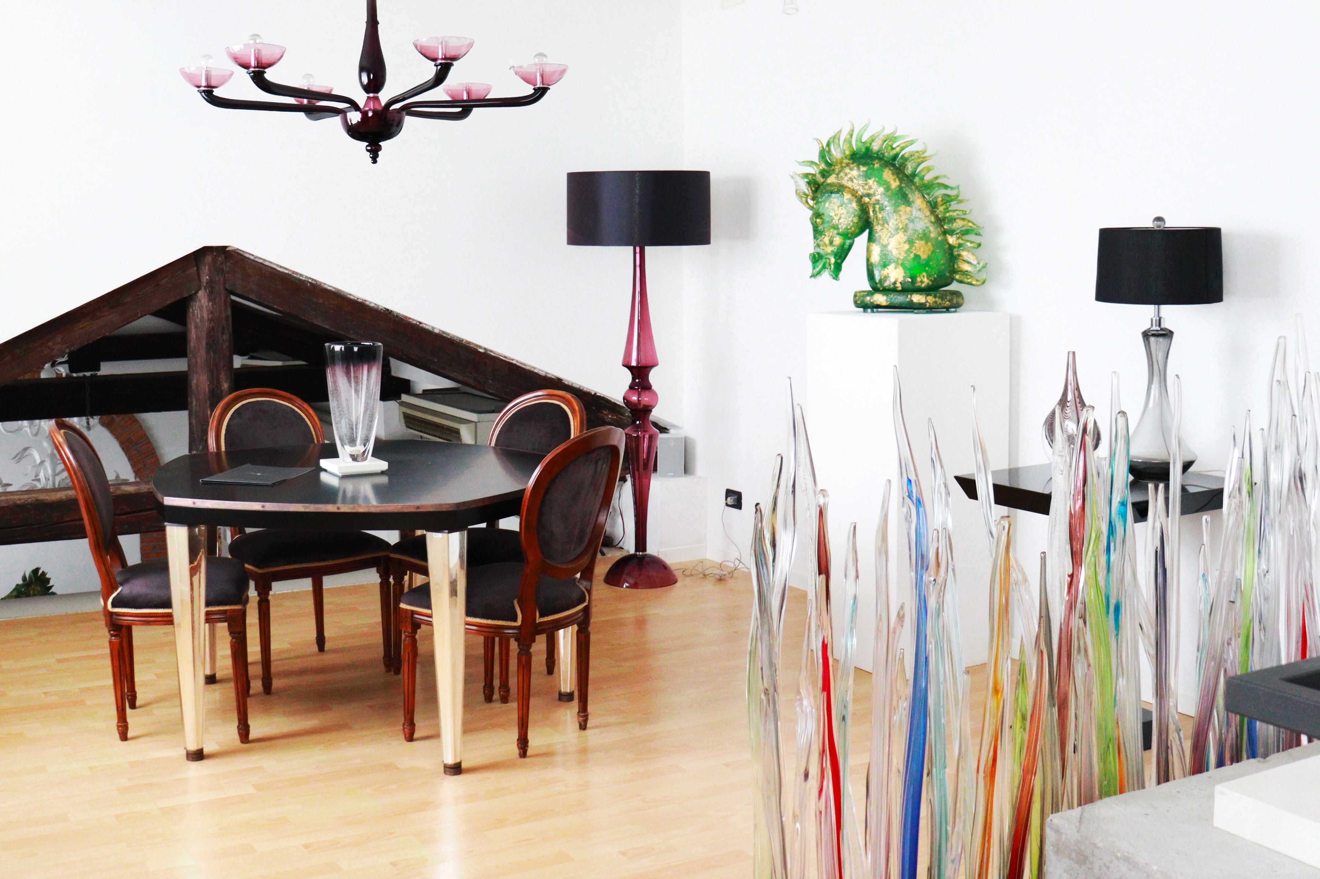 Mesa Penta Seguso Vetri d'Arte de cristal de Murano dorado y ébano Siglo XXI y contemporáneo en venta