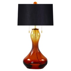 Seguso Vetri d'Arte Hourglass Table Lamp Amber Murano Glass