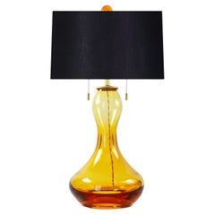 Seguso Vetri d'Arte "Hourglass" Table Lamp Clear Amber Murano Glass