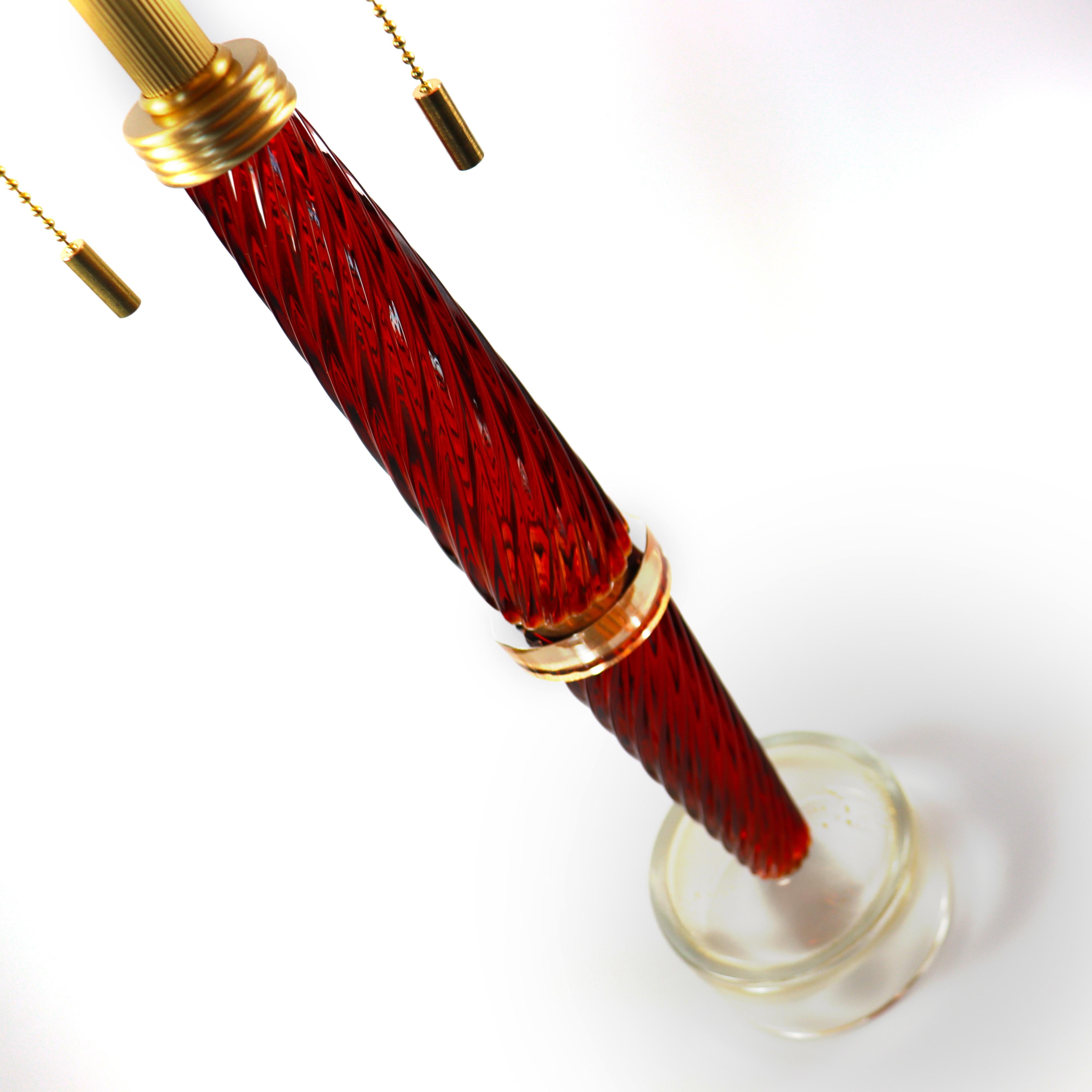 Seguso Vetri d'Arte Lámpara de sobremesa de cristal de Murano con lentejuelas ámbar Italiano en venta