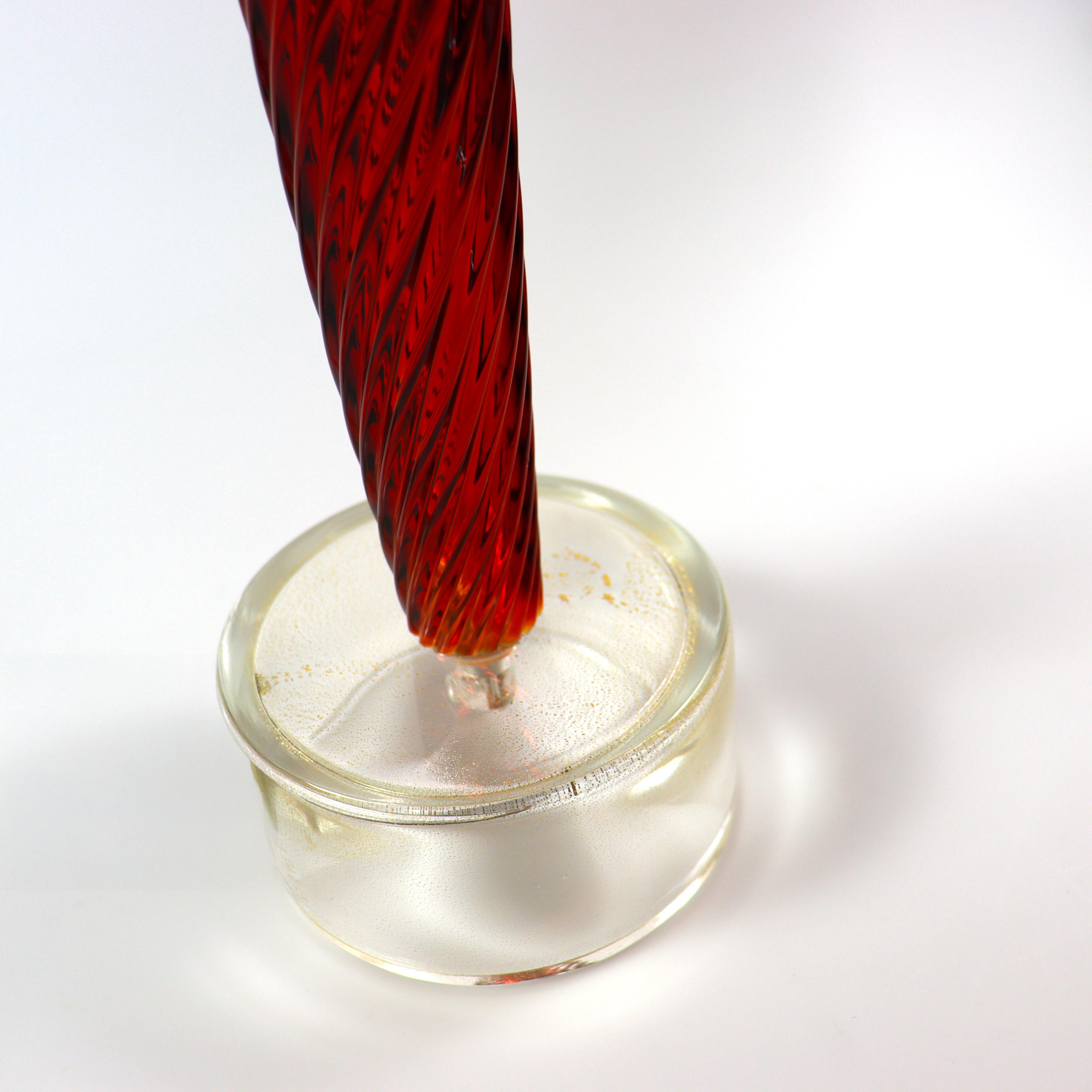 Seguso Vetri d'Arte Lámpara de sobremesa de cristal de Murano con lentejuelas ámbar Hecho a mano en venta