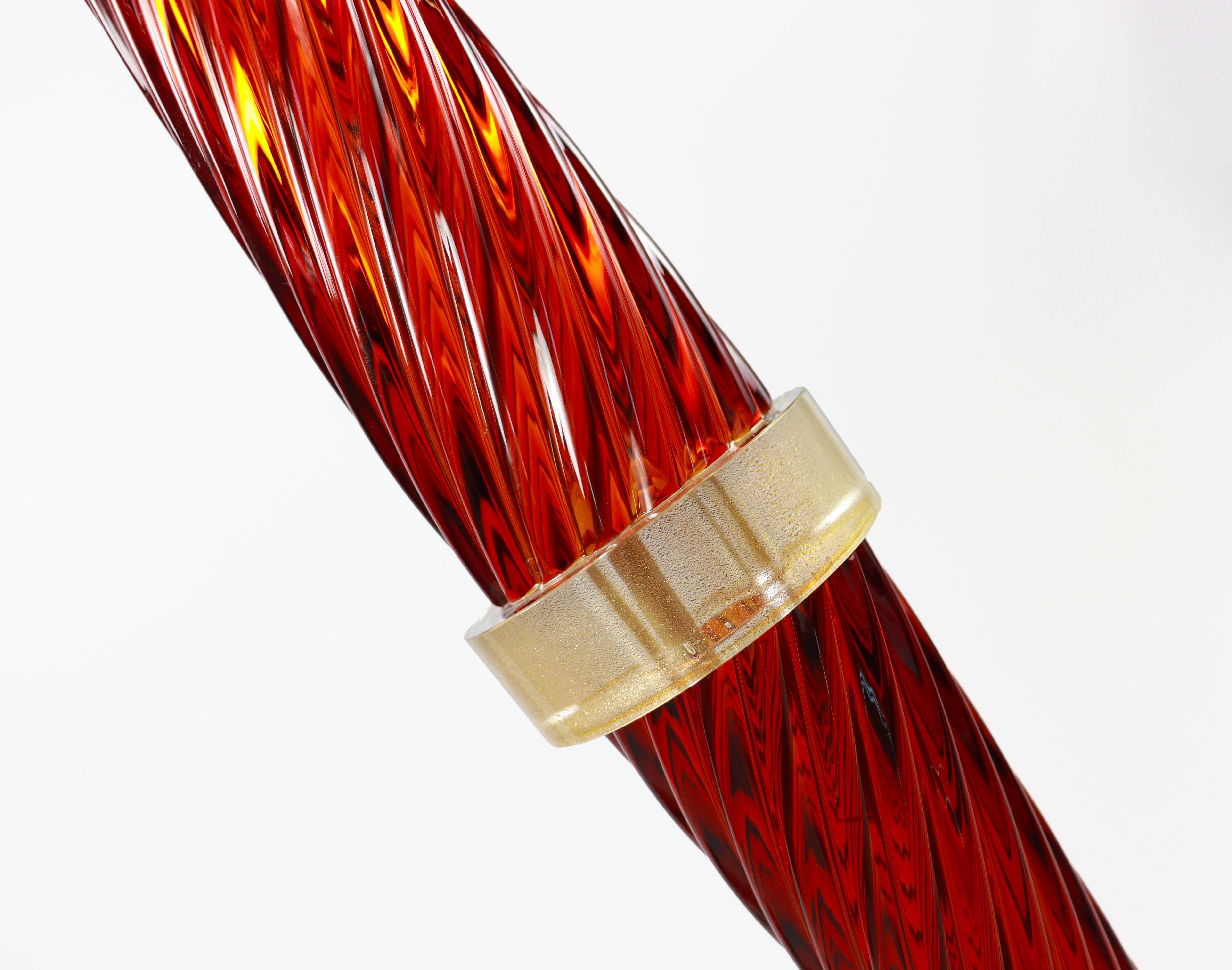 Seguso Vetri d'Arte Lámpara de sobremesa de cristal de Murano con lentejuelas ámbar en Nuevo estado para la venta en Murano-Venice, IT