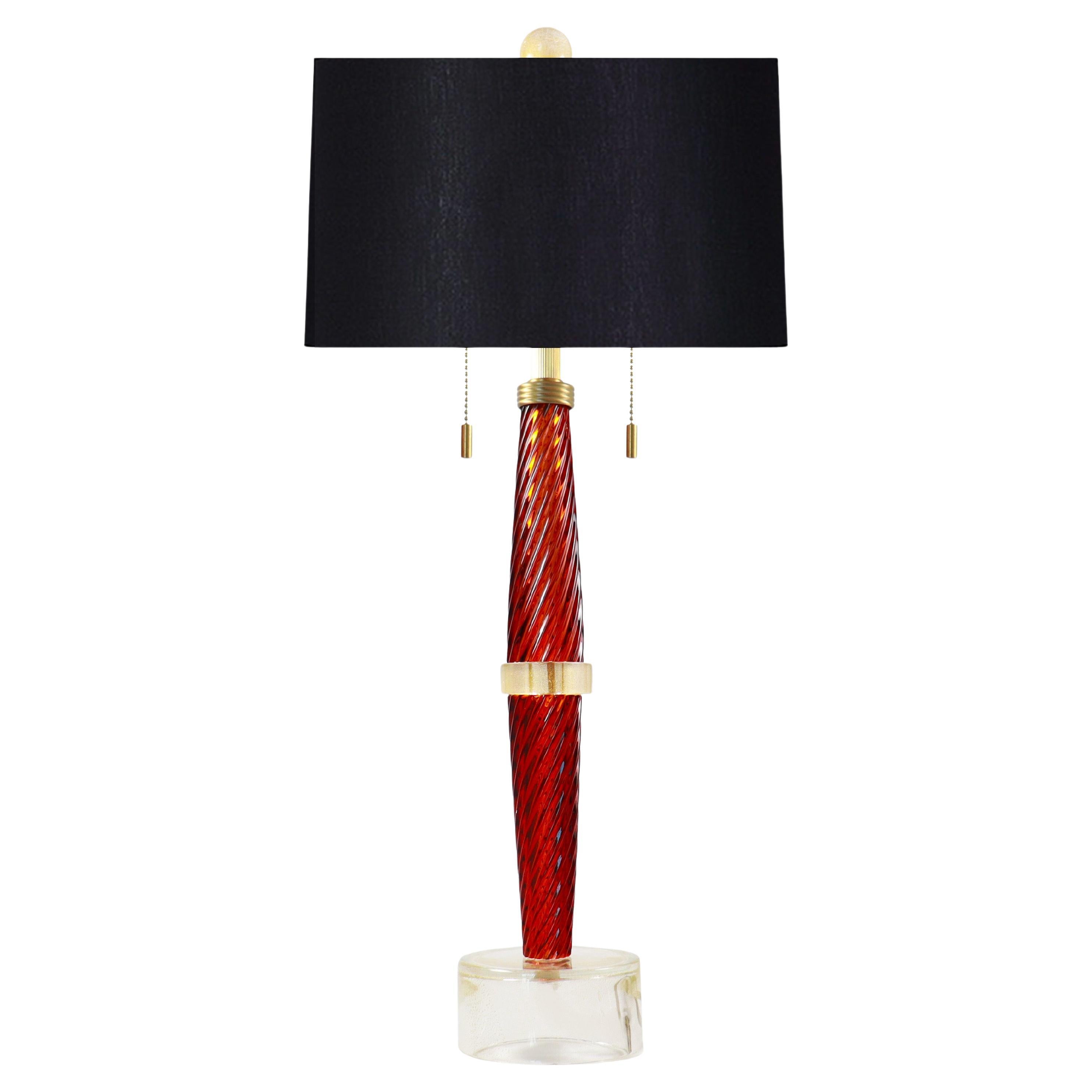Seguso Vetri d'Arte Lanced Table Lamp Amber Murano Glass