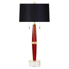 Seguso Vetri d'Arte Lanced Table Lamp Amber Murano Glass