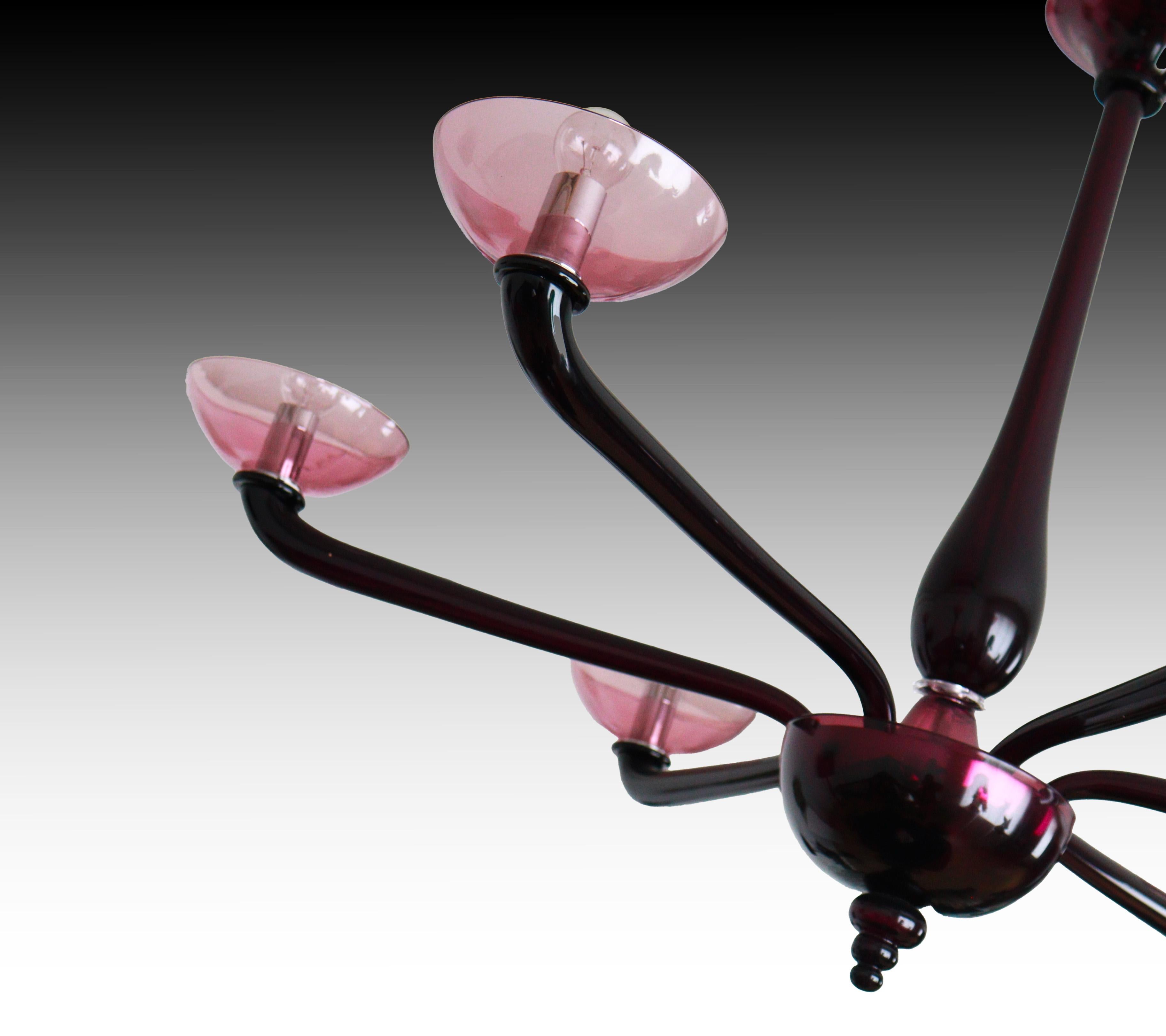 Seguso Vetri d'Arte Araña Mizar 6 luces Cristal de Murano Amatista Siglo XXI y contemporáneo en venta