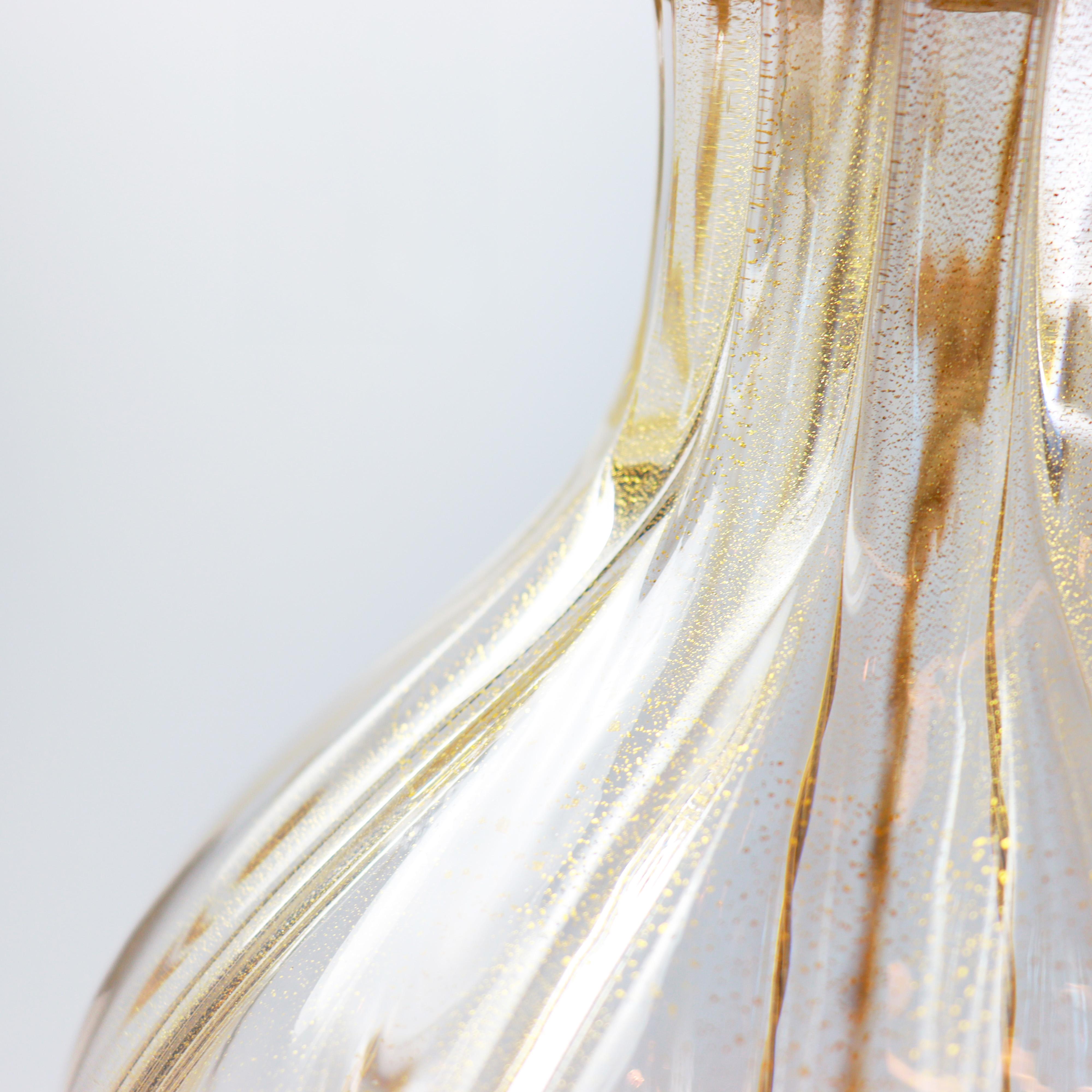Seguso Vetri d'Arte Lámpara de mesa marroquí Cristal de Murano dorado transparente Italiano en venta
