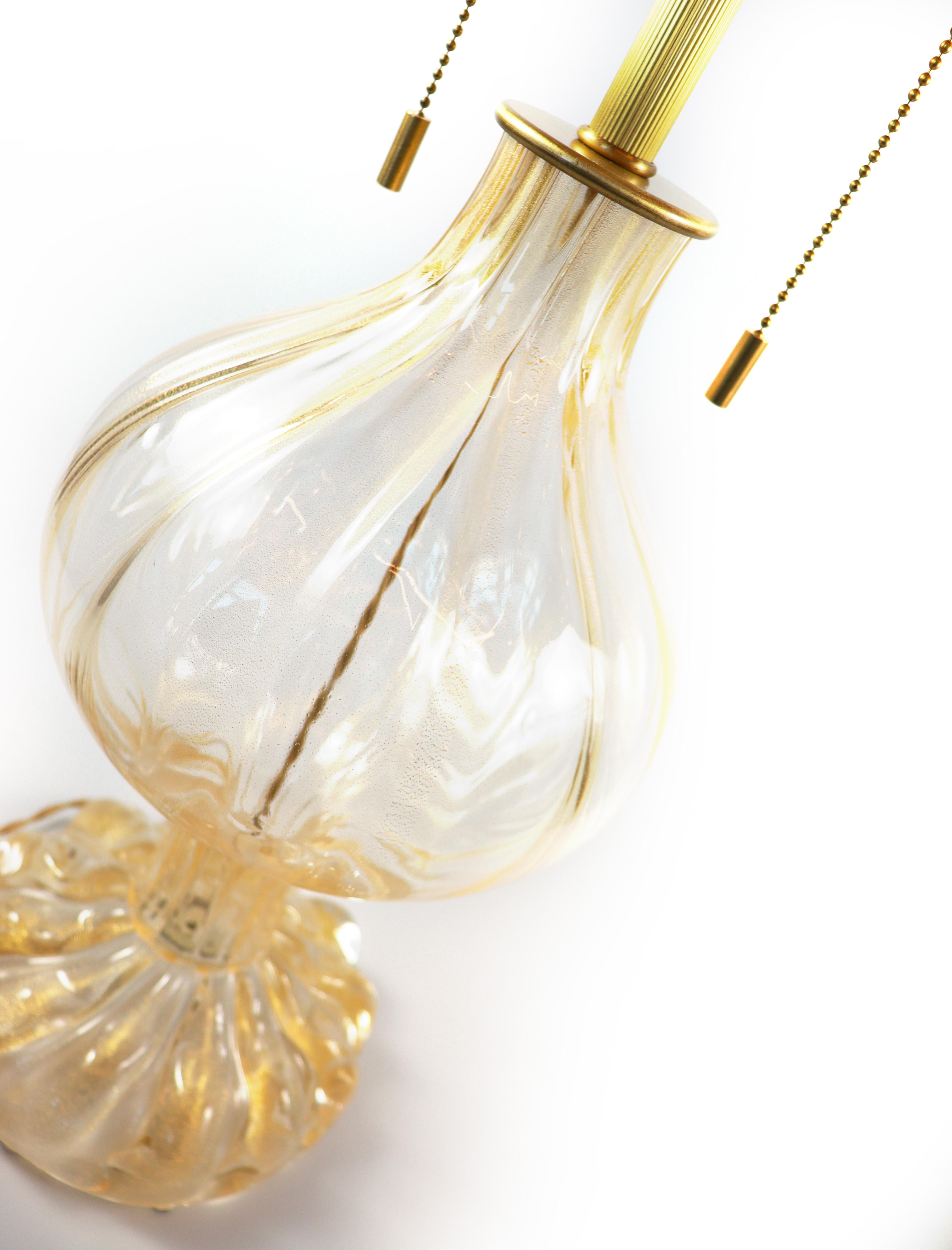 Seguso Vetri d'Arte Lámpara de mesa marroquí Cristal de Murano dorado transparente Hecho a mano en venta