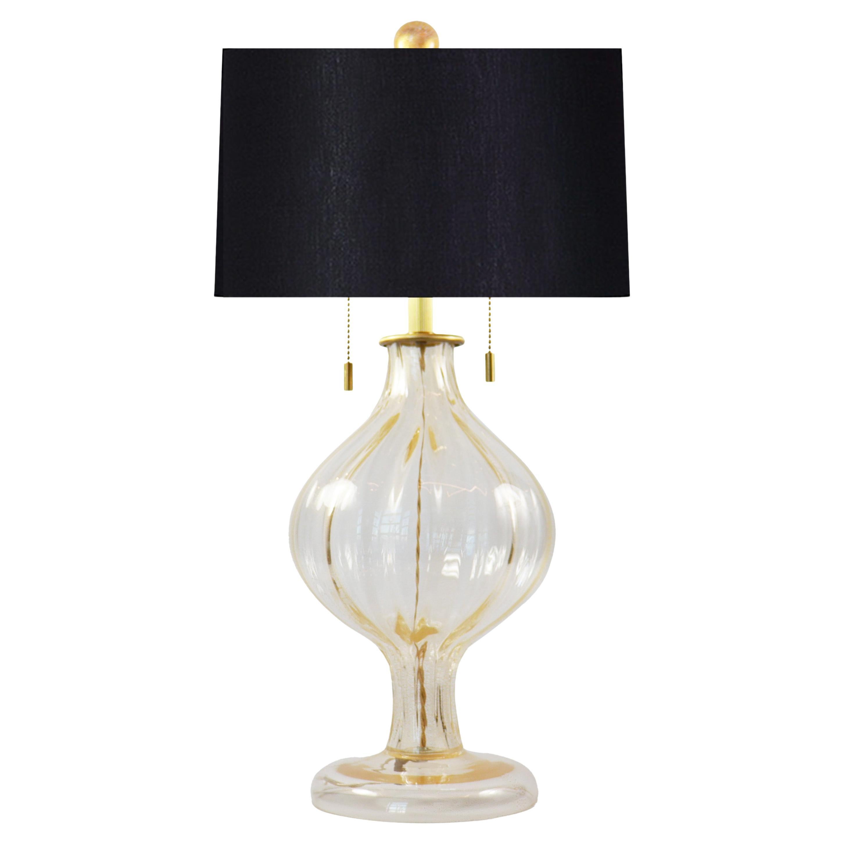Seguso Vetri d'Arte Lampada da tavolo marocchina in vetro di Murano oro chiaro