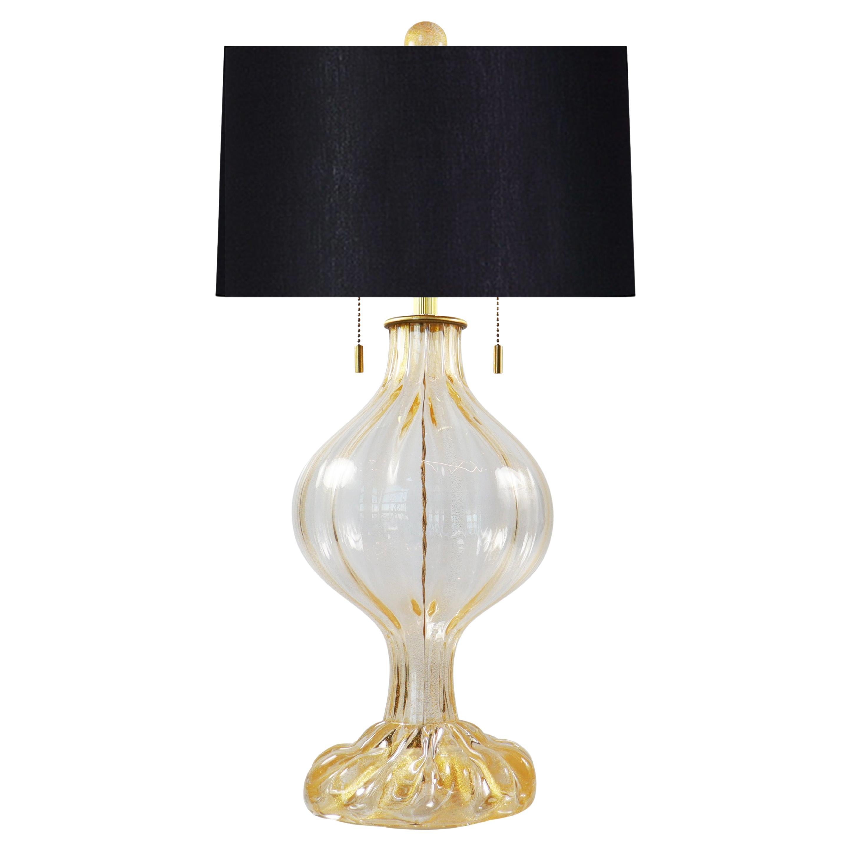 Seguso Vetri d'Arte Lámpara de mesa marroquí Cristal de Murano dorado transparente