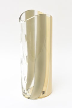 Seguso Vetri d'Arte Murano Glass Vase Tan and Gray Italy 198's