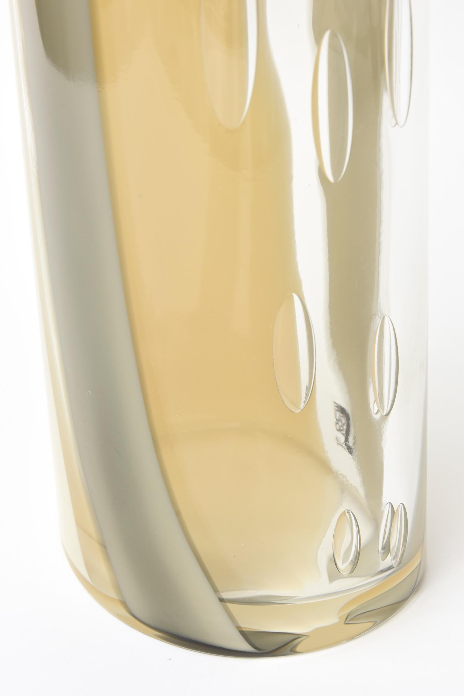 Seguso Vetri d'Arte Murano Tan, Gray and Clear Abstract Glass Vase (Ende des 20. Jahrhunderts) im Angebot