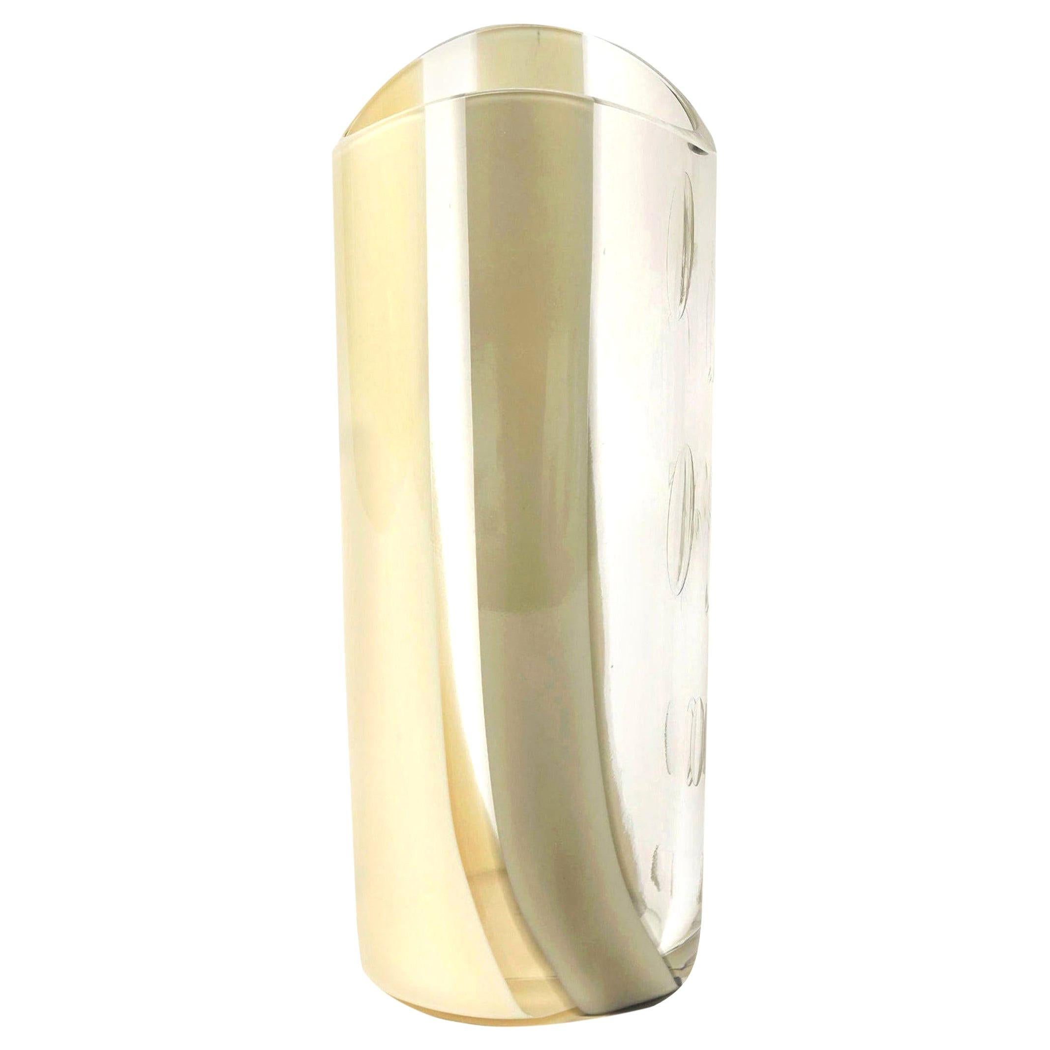 Seguso Vetri d'Arte Murano Tan, Gray and Clear Abstract Glass Vase im Angebot