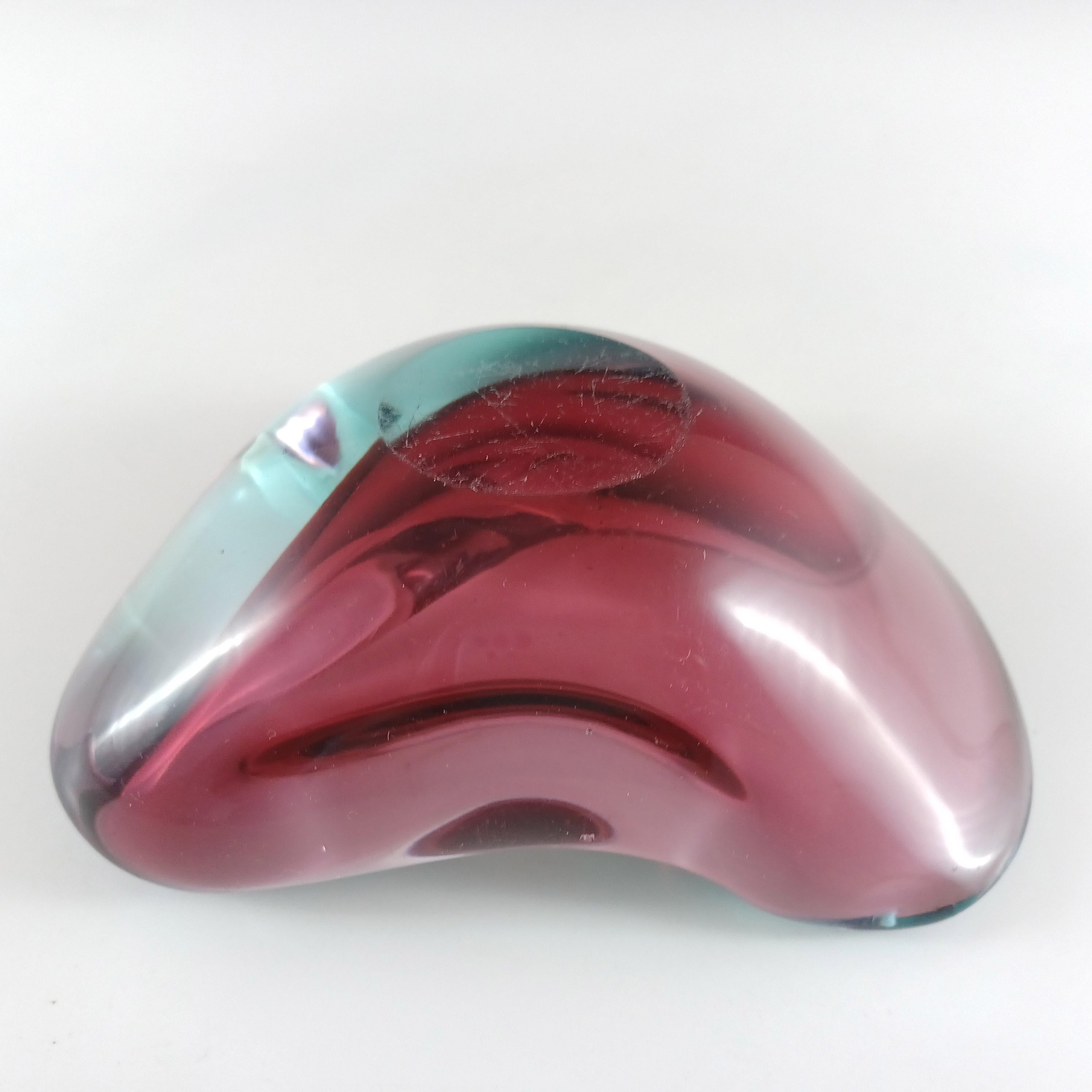 Seguso Vetri d'Arte Murano Biomorphic Pink & Blue Glass Ashtray Bowl For Sale 3