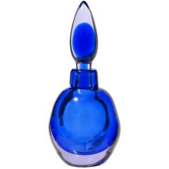 Retro Seguso Vetri d'Arte Murano Blue Lavender Italian Art Glass Vanity Perfume Bottle